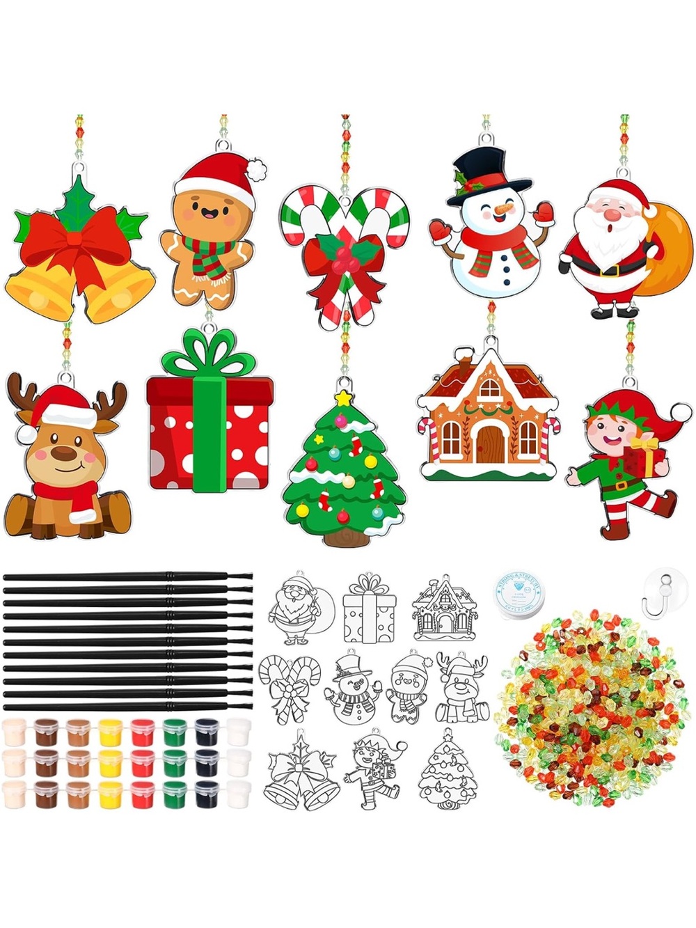 Holiday DIY Paintable Christmas Ornaments Set - Multicolor